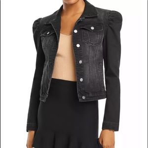 Aqua puffed sleeves cropped Jean jacket